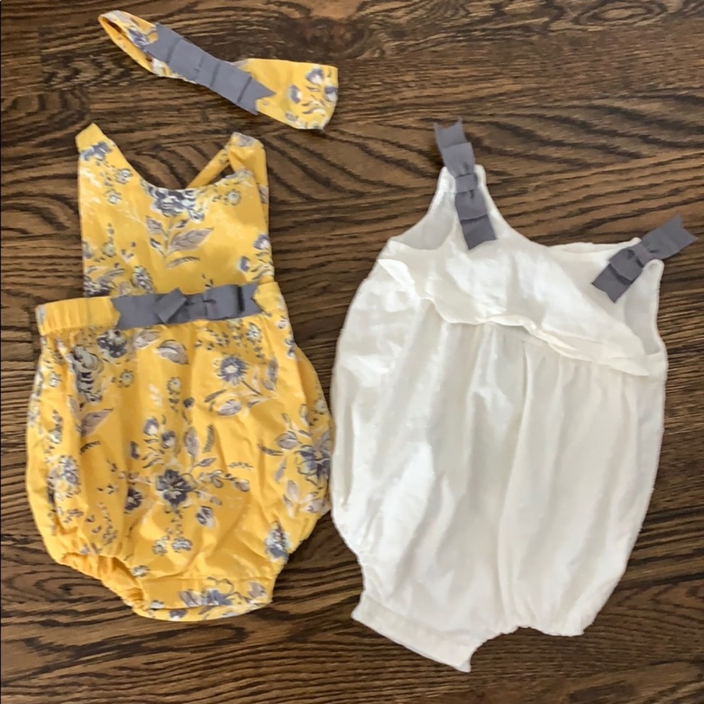 Baby dress onsie. Matching headband for yellow